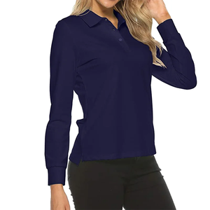 Camiseta Polo Informal con Logotipo Personalizado para Mujer, Tejido de Punto, Manga Larga, Estilo Dulce - Product Image 1