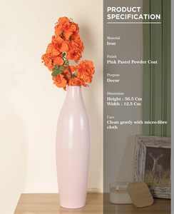 Jarrón Metálico Color Rosa Pastel, Jarrón de Hierro para Decoración del Hogar, Elegante Maceta Decorativa con Recubrimiento Brillante en Polvo - Product Image 3