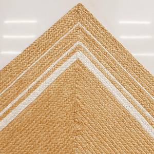 Tapis en jute rustique fait main de style bohème avec bordure blanche, tapis naturel tressé - Product Image 6