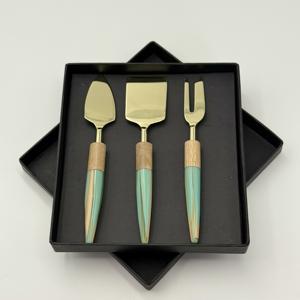 Juego de Herramientas para Queso de Acero Inoxidable con Mango de Madera y Resina para Hotel y Cocina, Juego de Cubiertos para Queso para Mesa de Comedor, para el Hogar - Product Image 2