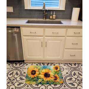 Tournesols Aquarelle Mousse À Mémoire Tapis De Bain Lavable En Machine Anti-Fatigue Cuisine Tapis Confort Coussin pour Bain et Cuisine - Product Image 2