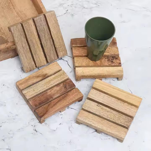 Indian Wooden Coasters Set Modern Handpainted Square Design for <b>Cups</b> Tea Dining Table Decor by blossom craft india - Product Image 5