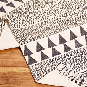 Cotton Geometric Bohemian Style Handmade Printed <b>Rug</b> Eco-Friendly Anti-Slip Thin for Bedroom Living Room Dining <b>Space</b> Textured - Product Image 5