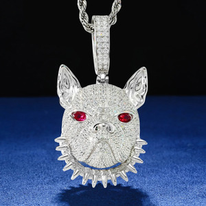 Pendentif Tête de Chien en Moissanite GRA Plaqué Or 18K, Breloque Hiphop Iced Out, Bijou Unisexe pour Usage Quotidien - Product Image 4