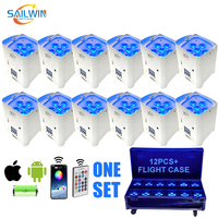 Projecteur LED PAR Sailwin 12 lumières rechargeable sur batterie avec étui de transport pour discothèque, DJ, club, événement, fête