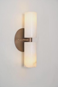 Applique murale moderne en marbre, double cylindre, design contemporain, pour couloir intérieur, finition laiton - Product Image 3