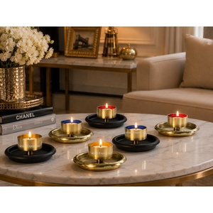 Brass Tealight Candle Holder Enamel Color Round Tray Metal Candle <b>tea</b> <b>light</b> holder for Home <b>Christmas</b> Decoration - Product Image 6