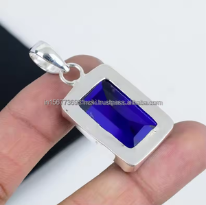 Meilleure vente saphir 925 pendentif en argent Sterling saphir 925 collier en argent collier minimaliste septembre pierre précieuse - Product Image 2