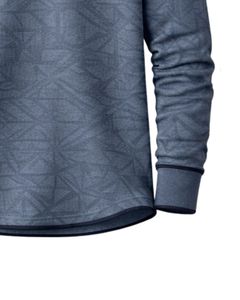 <b>Mens</b> Steel Blue Geometric Printed <b>Henley</b> Pullover Sweatshirt Long Sleeve French Terry Regular Fit Casual <b>Top</b> For <b>Men</b> Winter Wear - Product Image 6