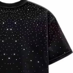T-shirts en coton tricoté 100 % avec strass pour hommes, personnalisables avec logo, séchage rapide et respirants – Vente en gros à chaud - Product Image 4