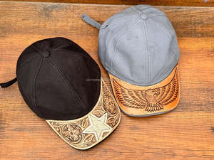 Sombrero de camionero de estrella de cuero con pelo nuevo, sombrero de béisbol Floral, gorra de verano de vaquero de piel de vaca, gorra de bola occidental, sombrero de parche hecho a mano - Product Image 5