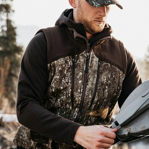 Gilets de chasse coupe-vent imprimés à faible MOQ et prix abordable pour hommes, gilets d'hiver softshell à séchage rapide multi-poches personnalisables pour l'extérieur - Product Image 2