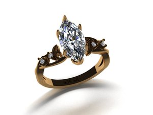 Designer Ladies <b>Ring</b> Gold Silver Yellow White Rose Finish MQ And Round Cut 2.30 CTS Moissanite CVD Colour Stone <b>CZ</b> EGL VVS2 D - Product Image 2