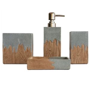 Juego de Accesorios de Baño de Bambú de 6 Piezas, Dispensador de Jabón Cuadrado, Portacepillos de Dientes, Caja para Toallas de Papel, Bandeja, Ecológico - Product Image 2