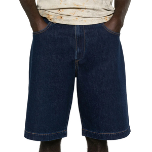 Shorts Bermuda en coton bleu foncé pour homme, taille haute, fermeture boutonnée, style décontracté avec poches, tissu respirant - Product Image 2
