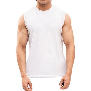 Camiseta sin mangas de algodón para hombre con logo personalizado al por mayor, blanca, para culturismo, entrenamiento, chaleco deportivo prémium de verano para hombre - Product Image 1