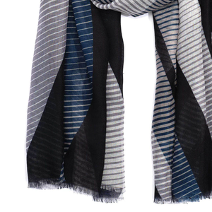Lightweight Long Scarf For Women Classic Style All Seasons Warm Neck Wrap Black Blue Gray Patterned Adult Fashion Accessory - Product Image 3