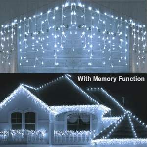 96 LED Icicle <b>Curtain</b> <b>Lights</b> 8 Mode Remote Control <b>Christmas</b> Party Decorative Lighting - Product Image 1