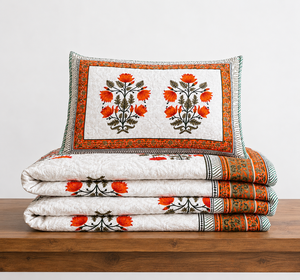 Artisan Made Pigment Printed 100% Cotton 300tc <b>Comforter</b> Set 3 King Size Handcrafted Vibrant Duvet Set 2 Pillow Cases Wholesale - Product Image 1