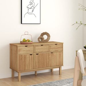 Aparador de Madera de Pino Macizo, Tono Medio Natural, Construcción en Madera Sintética - Product Image 1