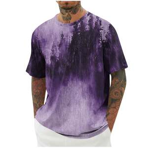 OEM Men's Tie Dye T-Shirt Lightweight Oversized Gradient Color T-Shirt Summer Casual Crew Neck Loose Fit Tee 100% Cotton 180 GSM - Product Image 4