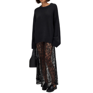 กระโปรงแม็กซี่ลูกไม้สีพื้นสำหรับผู้หญิง เอวธรรมชาติ ผ้าซีทรู แต่งระบาย สวยสง่า ทรงเอ ยาว ใส่สบายสำหรับฤดูร้อน รับผลิตแบบ OEM ODM ขายส่งตามสั่ง - Product Image 2