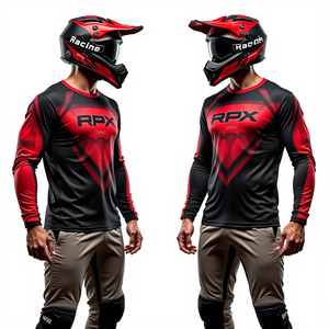 Maillot de moto à manches longues pour homme RPX, sublimé, séchage rapide, chemise de course noire et rouge à motifs, vêtements de sport de motocross - Product Image 3