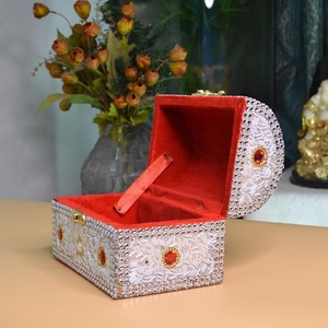 Handmade Mirror Work Silver Jewelry Box Decorative Ring Organizer Storage Case for Home Gift Bulk Supply - Product Image 2