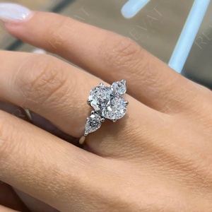 3 Carat Oval Three Stone Lab Grown Diamond Engagement <b>Ring</b>, 14K Gold Oval Engagement <b>Ring</b>, IGI Certified - Product Image 1