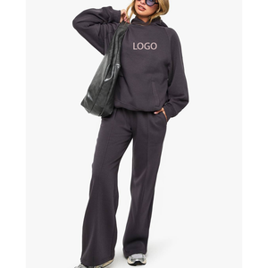 Conjunto Deportivo OEM de 2 Piezas para Entrenamiento, Sudadera de Manga Larga, Pantalones Deportivos de Cintura Alta y Corte Recto, Poliéster, para Chicas - Product Image 5