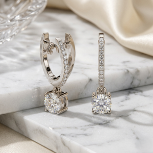 ต่างหูเพชรทรงหยดน้ำ 1.15 กะรัต ทอง 14K เพชรเลี้ยงในห้องปฏิบัติการ สี E-F ความสะอาด VVS2 แบบหนามเตยประดับเพชรเรียงเส้น หรูหรา รับรองโดย IGI สำหรับผู้หญิง - Product Image 3