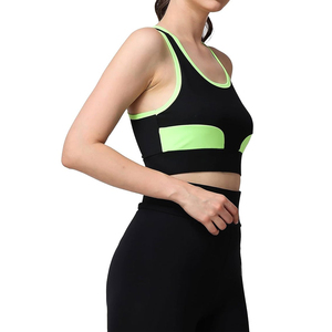 Conjunto de Yoga de Cintura Alta de 2 Piezas para Mujer, Ropa Deportiva, Leggings Acanalados Sin Costuras y Sujetador Deportivo, Parches de Neón, Ropa Deportiva para Gimnasio y Fitness - Product Image 3