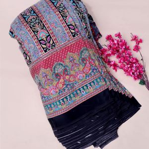 ผ้าไหมเครปพิมพ์ลาย AMBICA พรีเมียม ปักลายดอกไม้สีสันสดใส ลายพิมพ์เพสลีย์หนาแน่น สำหรับเสื้อผ้าและของตกแต่งบ้าน - Product Image 3