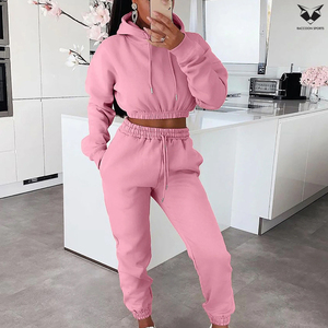 Best Seller Product Women Full Ladies Hoodies And Jogger <b>Tracksuits</b> Set, In <b>Pink</b> Color Casual Wear Ladies Gym Crop <b>Tracksuits</b> - Product Image 5