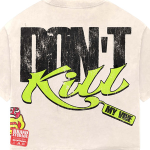 T-shirt court oversize « Don't Kill My Vibe » pour homme, streetwear, col rond, manches courtes, imprimé, jersey de coton blanc - Product Image 5
