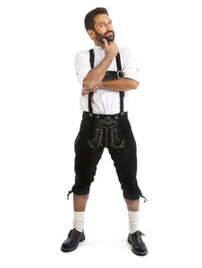 Pantalones Cortos Bávaros de Cuero Genuino para Hombre, Diseño Vintage, para Bodas y Fiestas, Largo hasta la Rodilla, con Hebillas Ajustables - Product Image 1