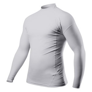<b>Men's</b> Gray Long Sleeve <b>Turtleneck</b> Compression Shirt Quick Dry Breathable Sweat-Wicking Full Sleeve Solid Color Training Top - Product Image 6