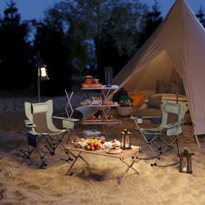 Lot de 2 chaises pliantes grises pour le camping, portables, avec appui-tête confortable, sac isotherme, porte-gobelet, sac de transport - Product Image 1