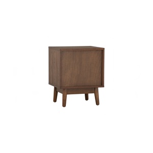 Mid-Century Modern Bed Side <b>Table</b> with Tapered Legs and <b>Walnut</b> Wood Grain Finish for Luxury Master Bedroom - Product Image 4