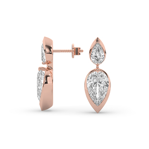 Premium 3.70Ct Lab Diamond Earring Pear Brilliant Cut 14KT Gold Women's Ethnic Unique Style Lightweight IGI Certified Fine - Product Image 4