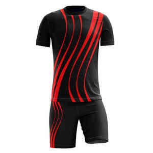 ชุดเสื้อฟุตบอลผู้ชายพรีเมียมปี 2026 สีดำแดงลายทาง แขนสั้น คอกลม ระบายเหงื่อได้ดี เหมาะสำหรับทุกฤดูกาล - Product Image 2