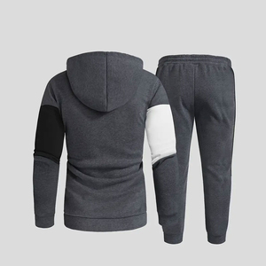 Ensemble de survêtement pour homme avec capuche et blocs de couleur, sweat-shirt à fermeture éclair intégrale et pantalon de jogging, vêtements de sport décontractés pour l'automne - Product Image 6