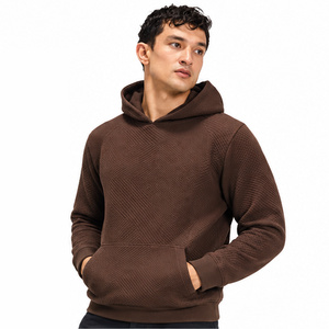 Vente en gros de sweat-shirts à capuche pour hommes en tricot gaufré, décontractés, à manches longues, style streetwear personnalisé, usine de vêtements - Product Image 6