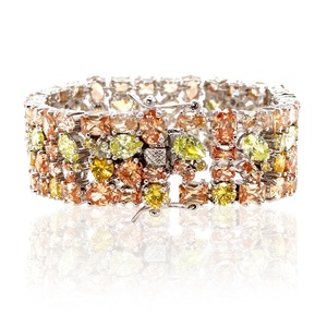 Pulsera de Joyería Unisex LAVINA Clásica para Novia, con Circonitas Cúbicas de Colores Mezclados, Chapada en Rodio, Personalizable, para Aniversario - Product Image 1
