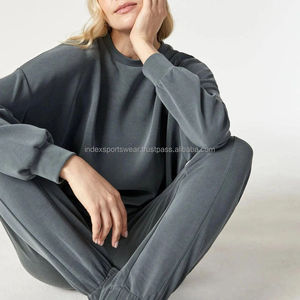 Sweat-shirt surdimensionné à col rond, manches longues, couleur unie, grande taille, vêtements d'automne pour femmes, haut tricoté à manches longues - Product Image 4