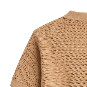 Polo en tricot texturé pour homme, manches courtes, 100% coton, respirant, coupe ajustée, mode estivale, vente en gros - Product Image 4