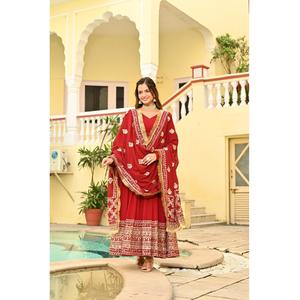 ชุดเดรสผ้าฝ้ายทรงอาลียาพร้อมผ้าคลุมไหล่ ดีไซน์ทันสมัย ขายดีที่สุด สำหรับผู้หญิง เหมาะสำหรับงานแต่งงาน พิธีต่างๆ งานองค์กร และเป็นของขวัญ - Product Image 1