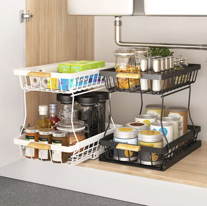 OEM/ODM Étagère de rangement coulissante double niveau pour cuisine vietnamienne, organisateur de plan de travail et d'évier sur pied pour usage domestique - Product Image 4