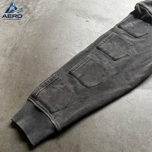 Sudadera con capucha de estilo urbano, de tejido grueso, desgastada, personalizada, con múltiples bolsillos, con logotipo personalizable, nuevo estilo, con cremallera, al por mayor - Product Image 4