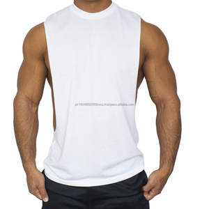 Singlet de sport pour homme, grande taille, respirant, tricoté, haut de sport actif, débardeur à bras tombants, couleur gris - Product Image 4
